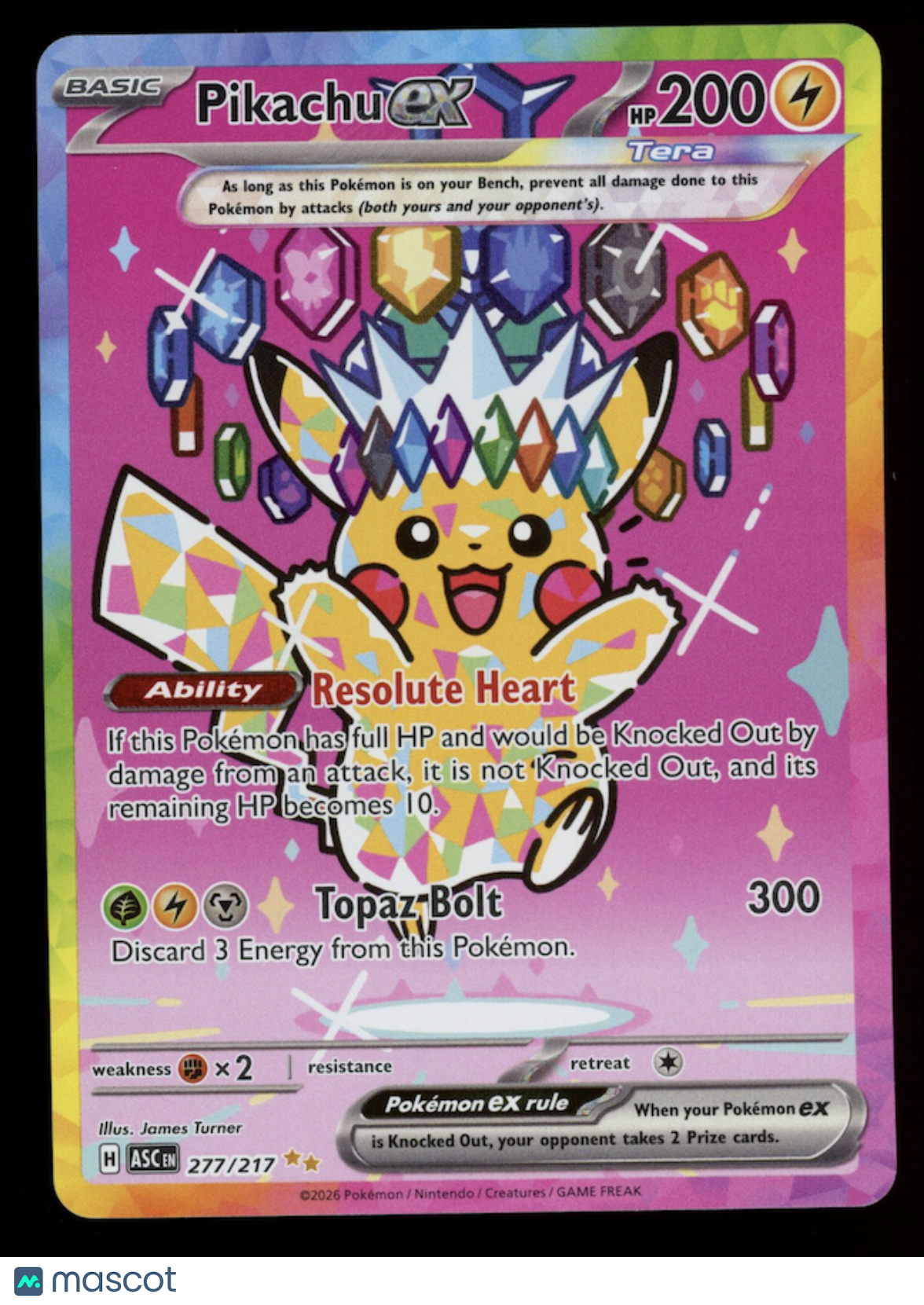 Pikachu EX 2026 Pokemon Ascended Heroes Special Illustration Rare #277 PSA Authenticated 9 Card