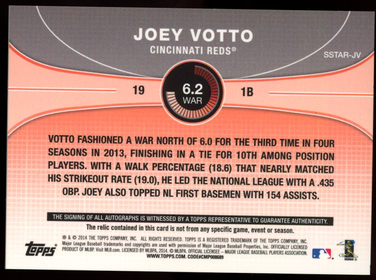 JOEY VOTTO 2014 Topps Saberstars Game Used Relic Patch Auto /25 Reds