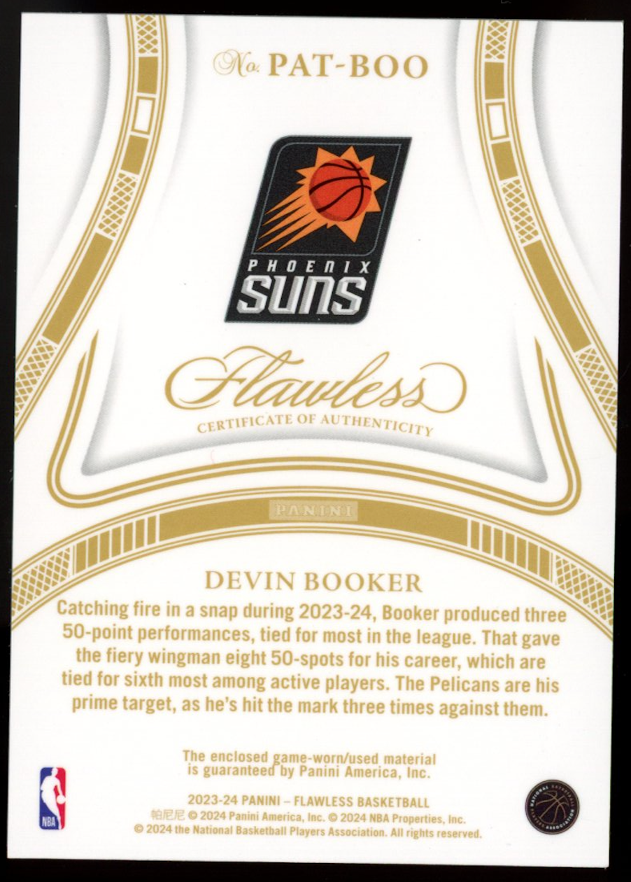 DEVIN BOOKER 2023-24 Panini Flawless Jumbo Patch Gold Parallel /10 Phoenix Suns