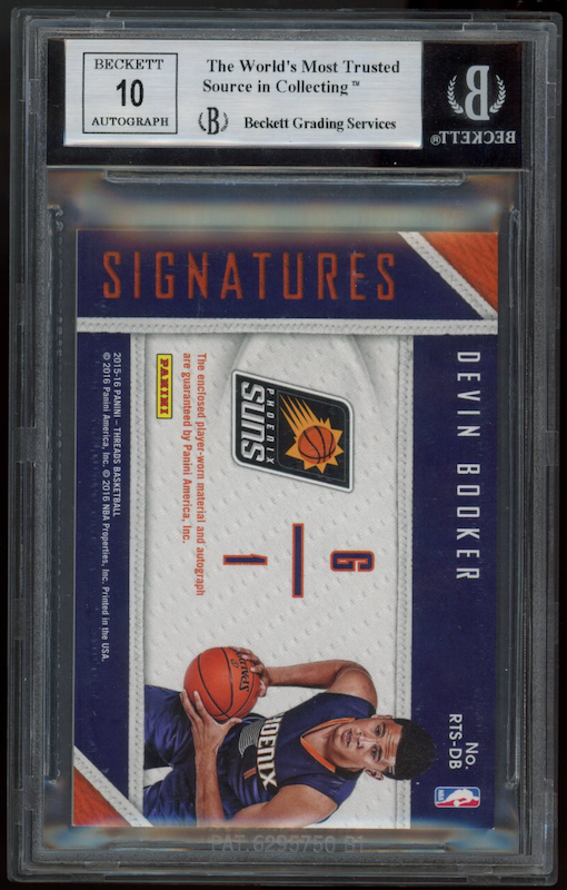 DEVIN BOOKER 2015-16 Panini Threads Rookie Signatures Patch Auto /199 BGS 8.5
