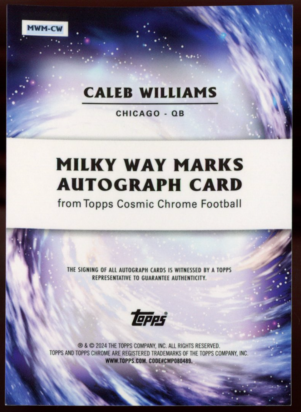 CALEB WILLIAMS 2024 Topps Cosmic Chrome Milky Way Orange Refractor Auto /25 RC