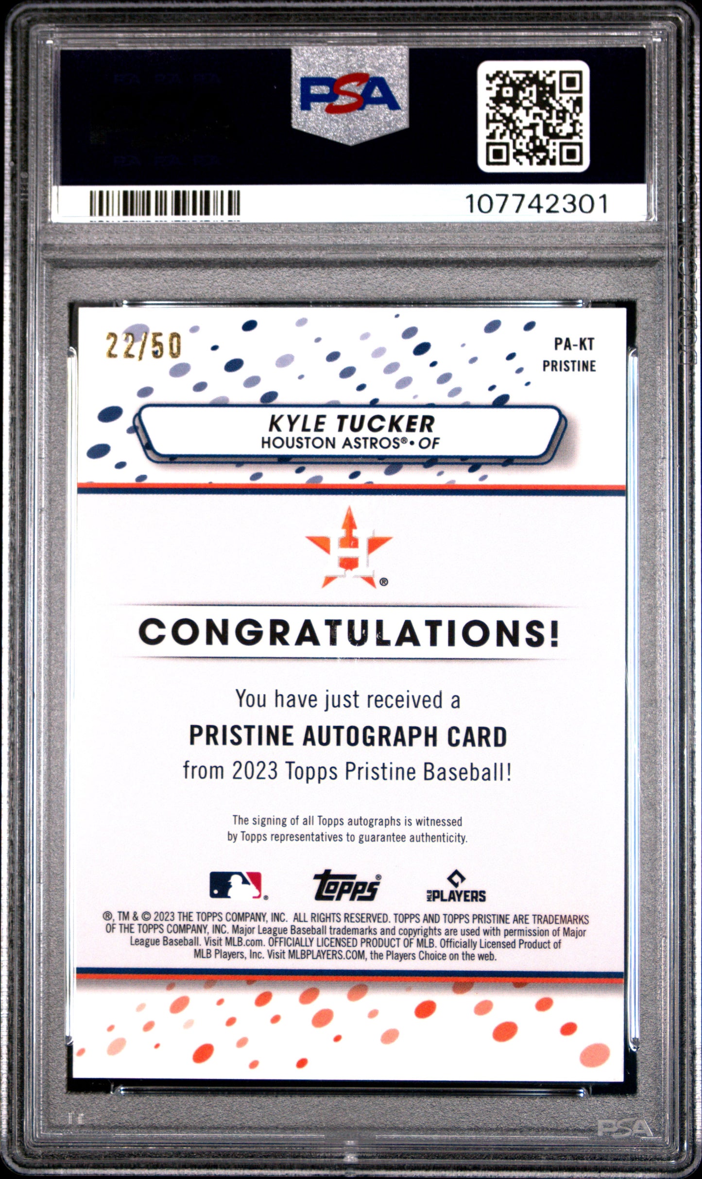 KYLE TUCKER 2023 Topps Pristine Auto Gold Refractor /50 PSA 10 GEM MINT Astros