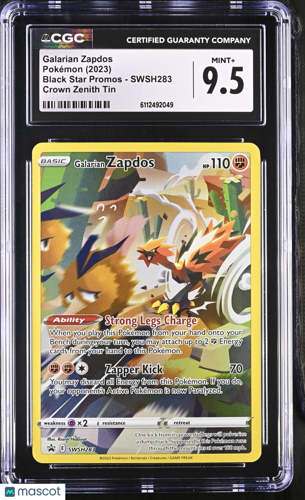 GALARIAN ZAPDOS CGC 9.5 2023 Pokemon Black Star Promo Crown Zenith