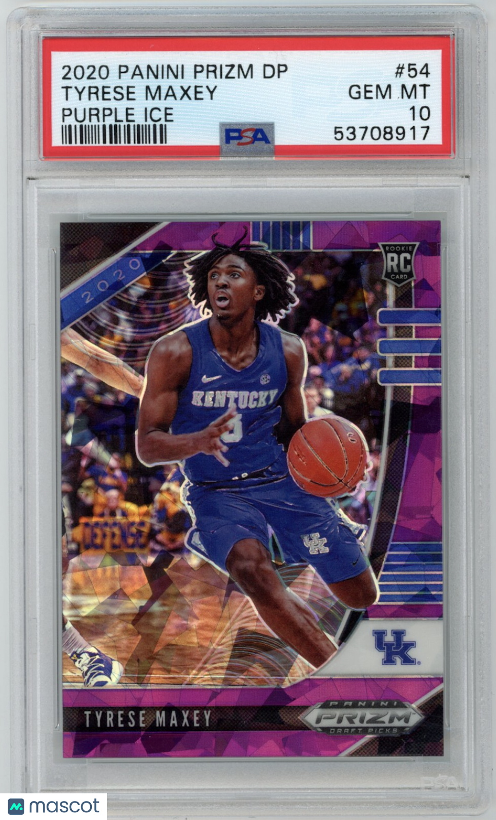 TYRESE MAXEY 2020-21 Panini Prizm Draft Picks Purple Ice Rookie /149 #54 PSA 10