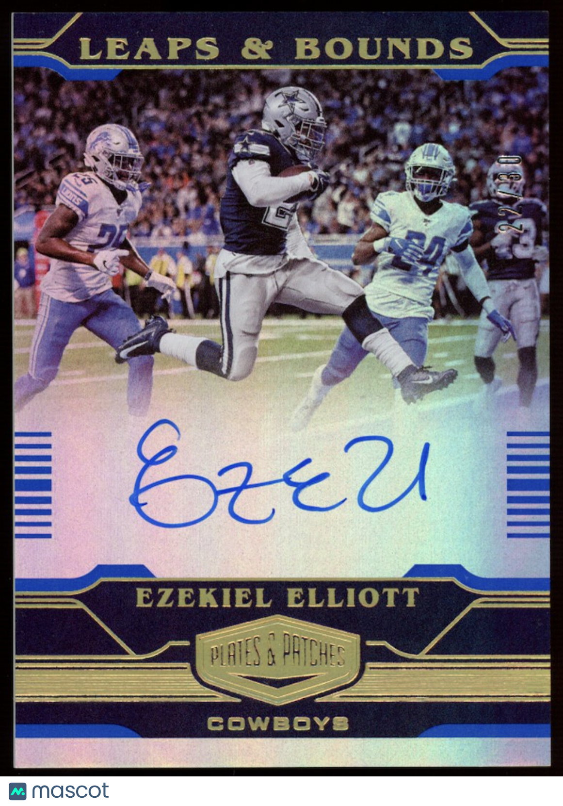EZEKIEL ELLIOTT 2020 Panini Plates & Patches Leaps Bounds Auto Blue /30 Cowboys