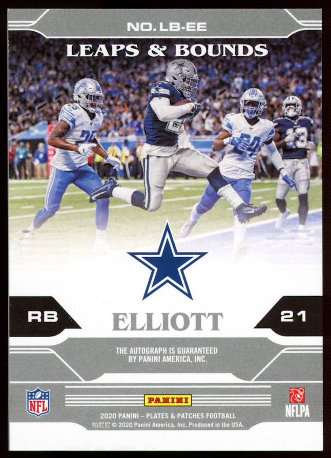 EZEKIEL ELLIOTT 2020 Panini Plates & Patches Leaps Bounds Auto Blue /30 Cowboys