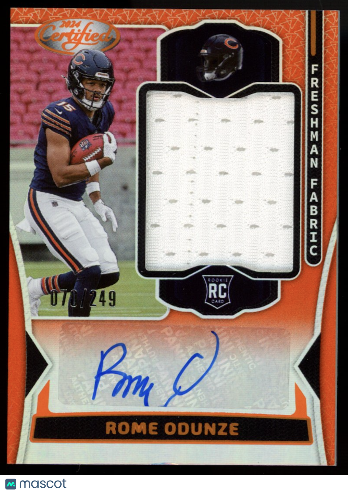 ROME ODUNZE 2024 Panini Certified Freshman Fabric Rookie Patch Auto Orange /25