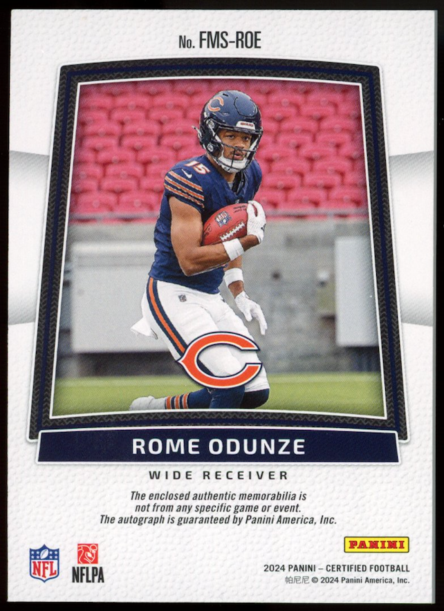 ROME ODUNZE 2024 Panini Certified Freshman Fabric Rookie Patch Auto Orange /25