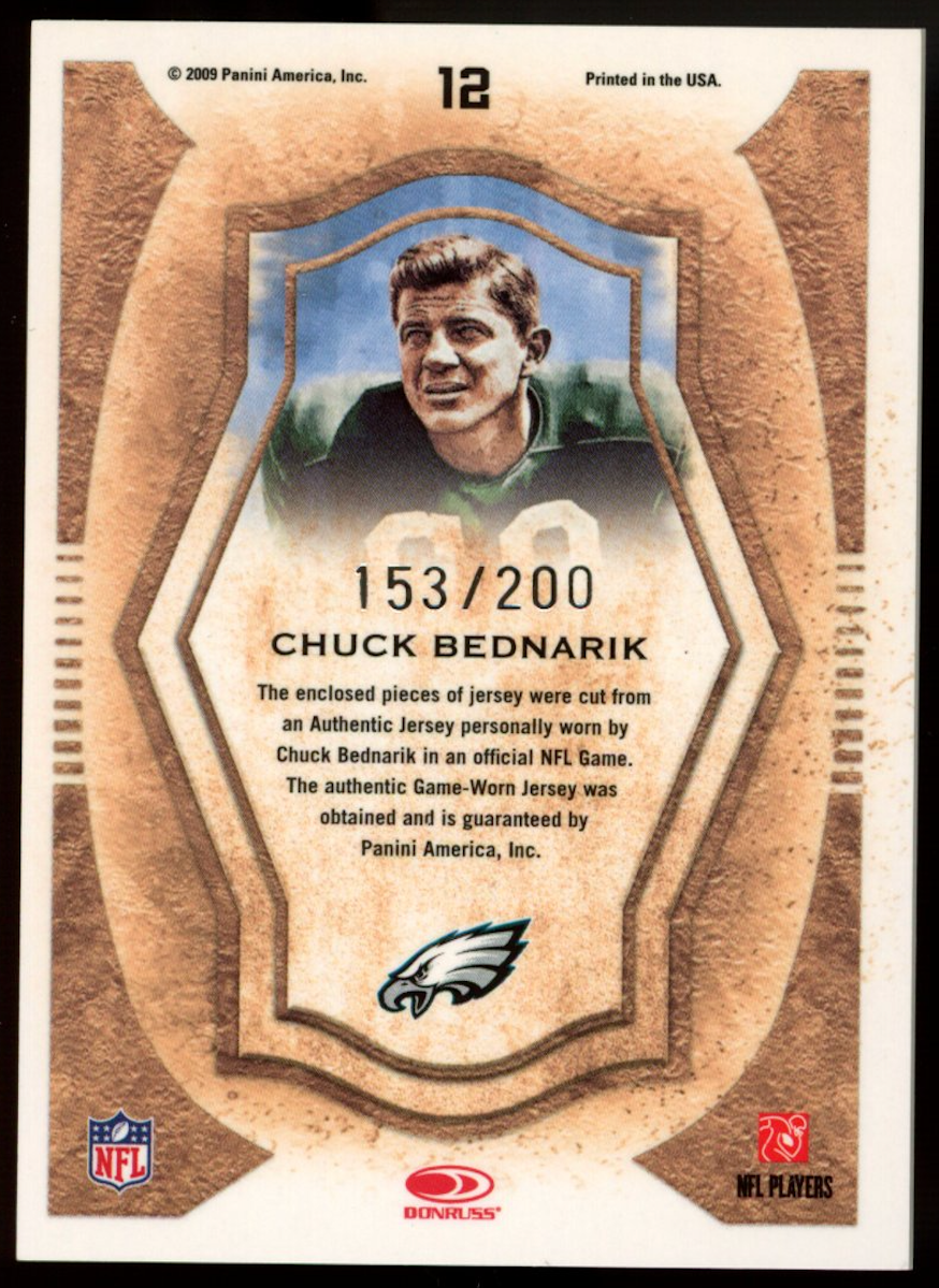 CHUCK BEDNARIK 2009 Donruss Threads Gridiron Kings Dual Patch #12 /200 Eagles