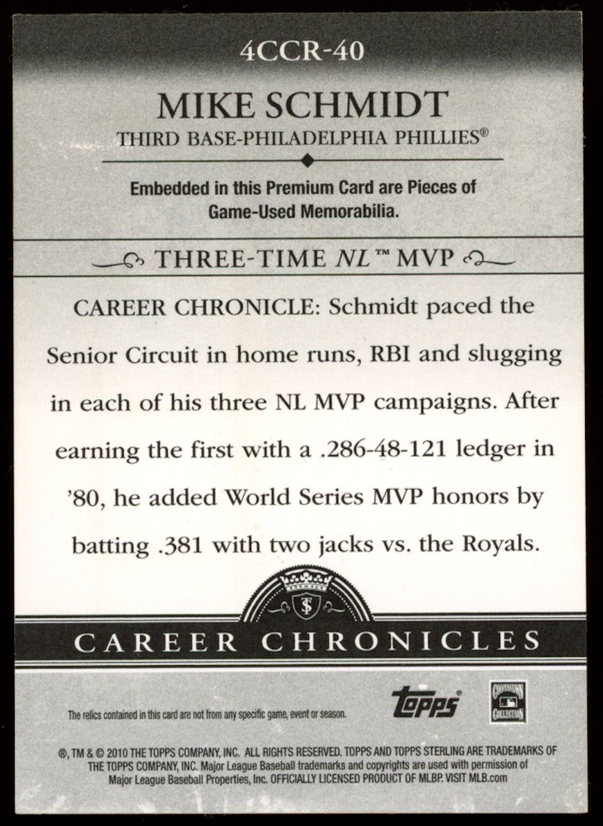 MIKE SCHMIDT 2010 Topps Sterling Quad Patch /25 Phillies #4CCR-40