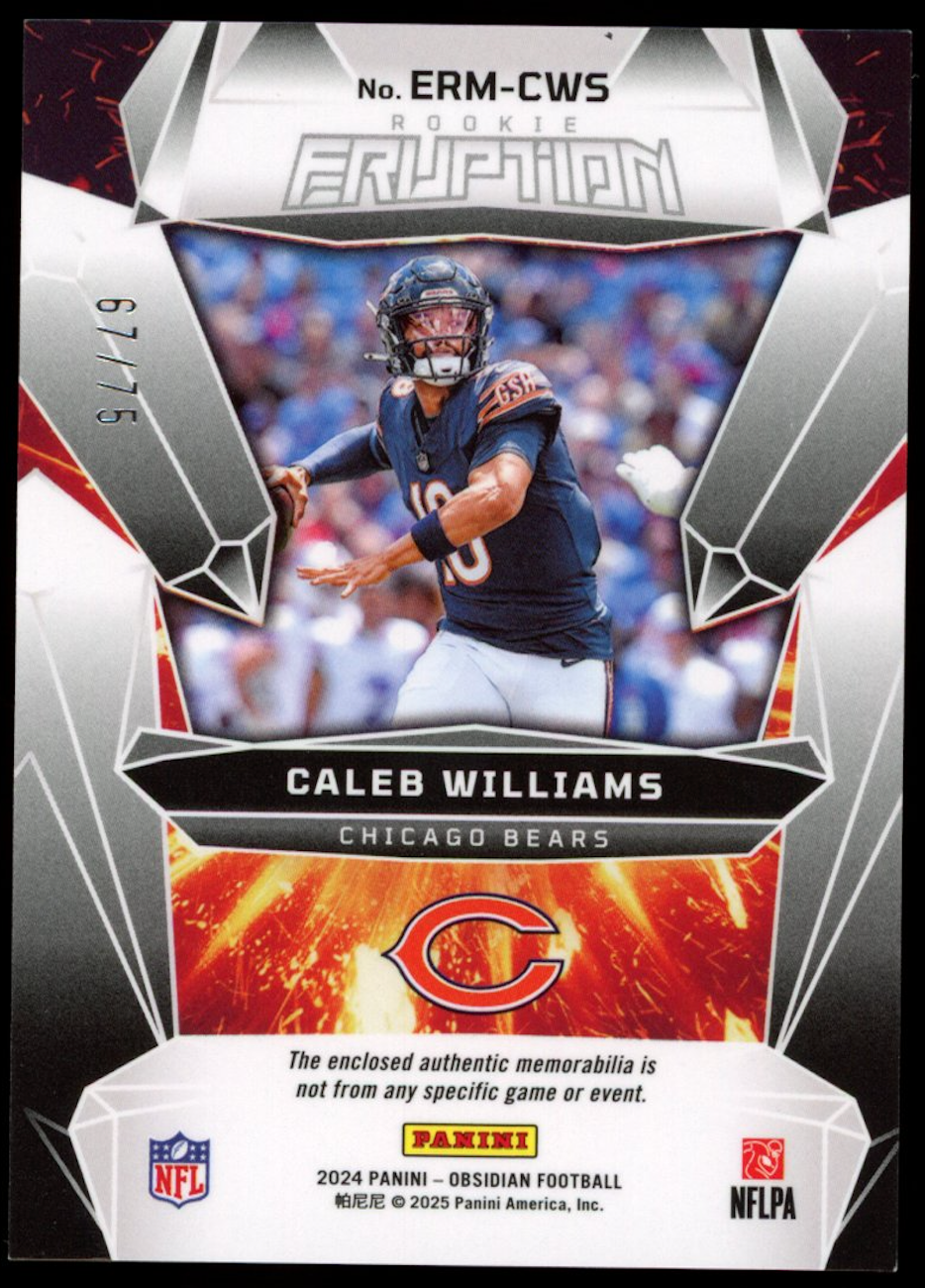 CALEB WILLIAMS 2024 Panini Obsidian Eruption Rookie Patch Red Flood /75 Bears