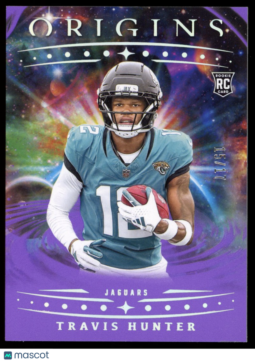 TRAVIS HUNTER 2025 Panini Origins Purple FOTL /17 #142 Rookie Jaguars