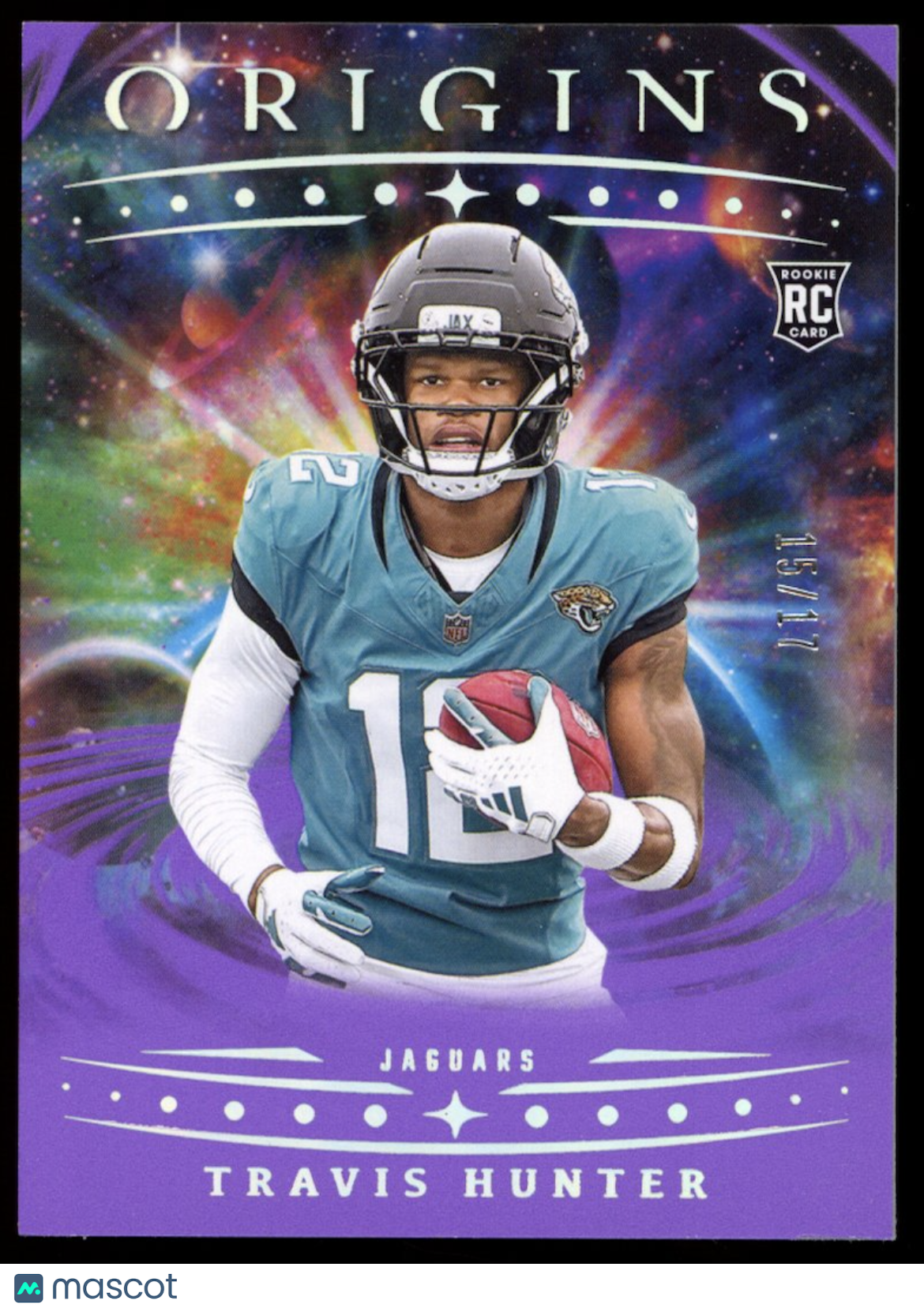 TRAVIS HUNTER 2025 Panini Origins Purple FOTL /17 #142 Rookie Jaguars