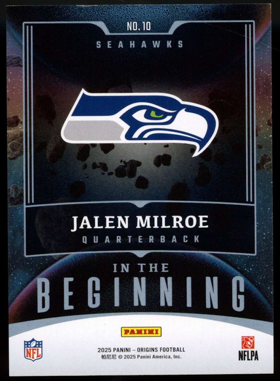 JALEN MILROE 2025 Panini Origins In The Beginning SSP #10 Rookie RC Seahawks
