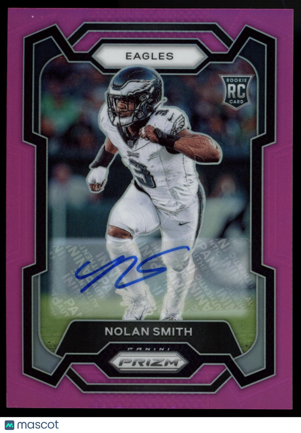 NOLAN SMITH 2023 Panini Prizm Pink Auto #382 Rookie RC Eagles