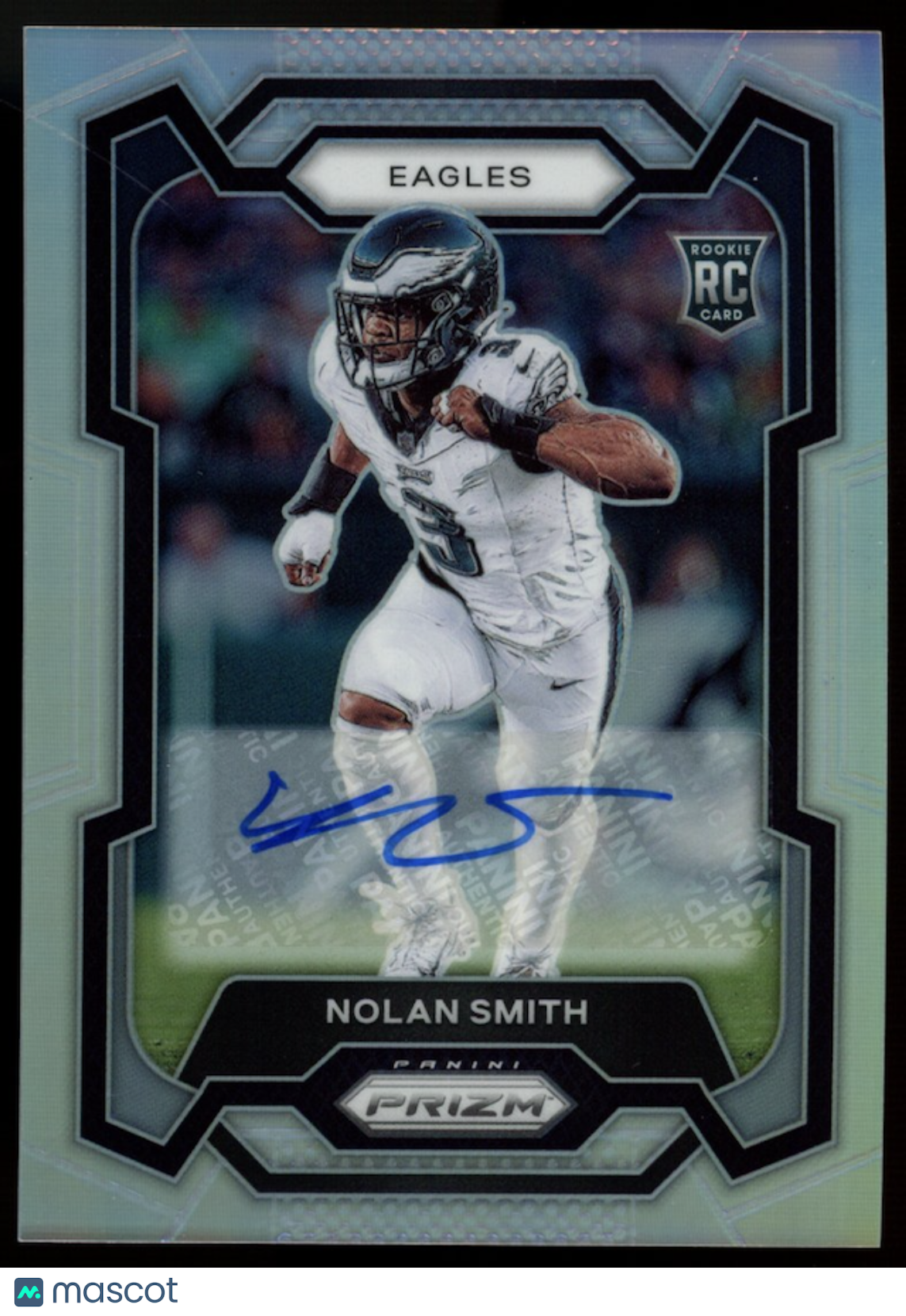 NOLAN SMITH 2023 Panini Prizm Football Silver Rookie Auto Eagles #382