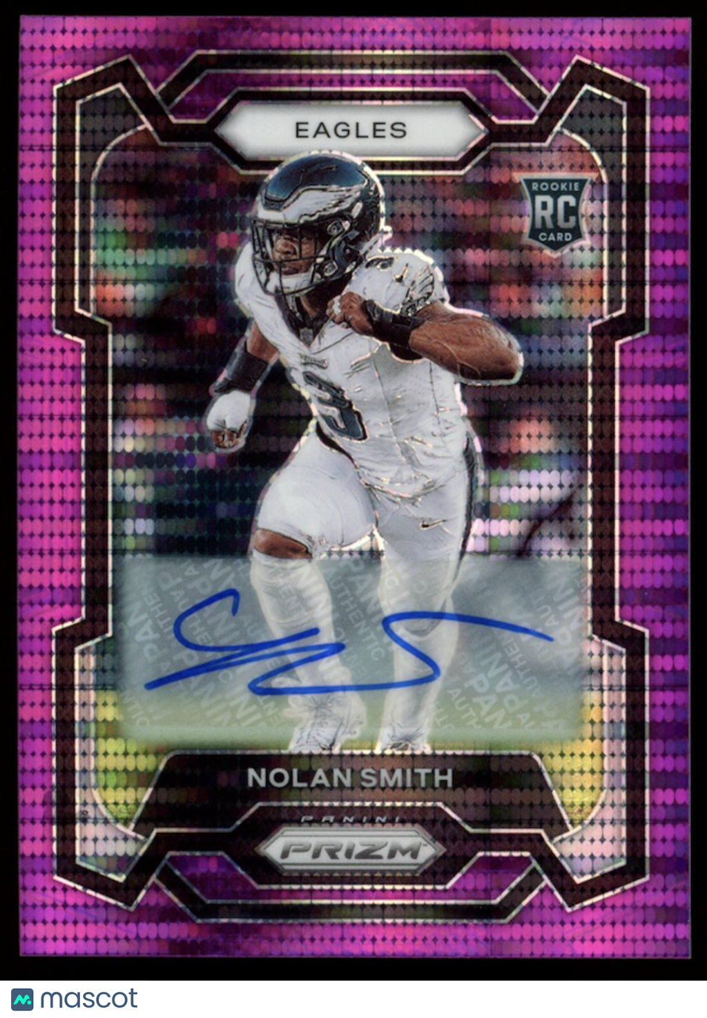 NOLAN SMITH 2023 Panini Prizm Purple Pulsar Rookie Auto #382 Eagles RC