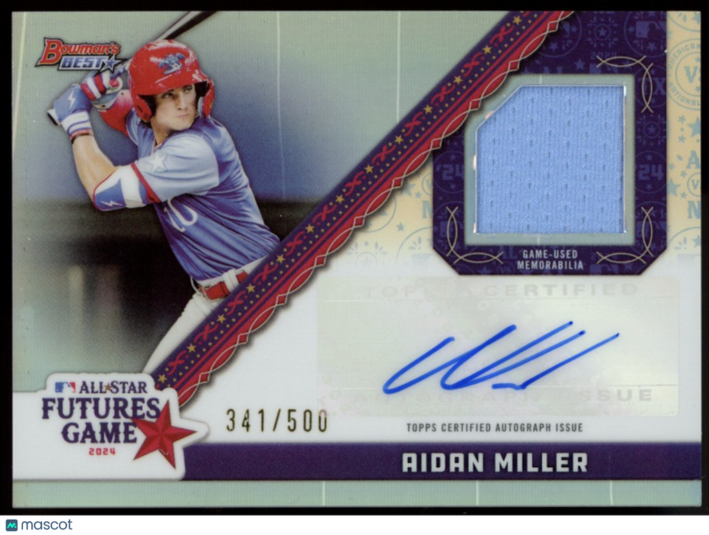 AIDAN MILLER 2024 Bowman's Best All-Star Futures Game Rookie Patch Auto /500