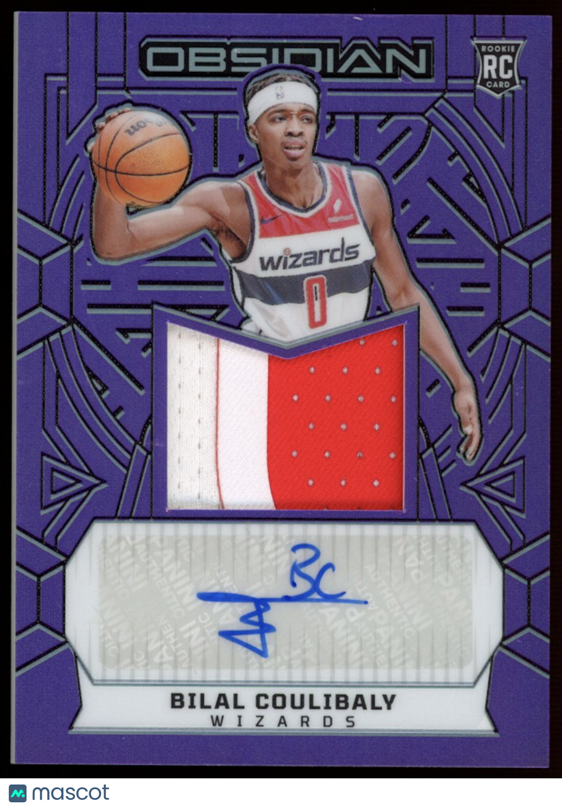 BILAL COULIBALY 2023-24 Panini Obsidian Rookie Patch Auto Purple Flood /49 #215
