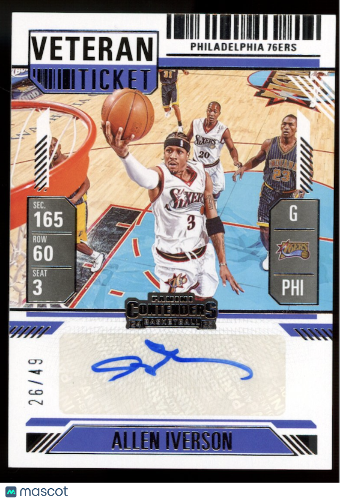 ALLEN IVERSON 2024-25 Panini Silhouette Contenders Veteran Ticket Auto /49 76ers