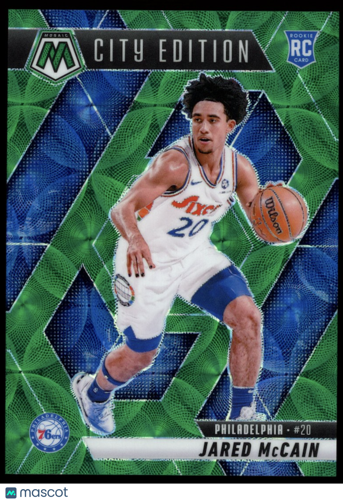 JARED MCCAIN 2024-25 Panini Mosaic City Edition Green Scope /15 Rookie 76ers