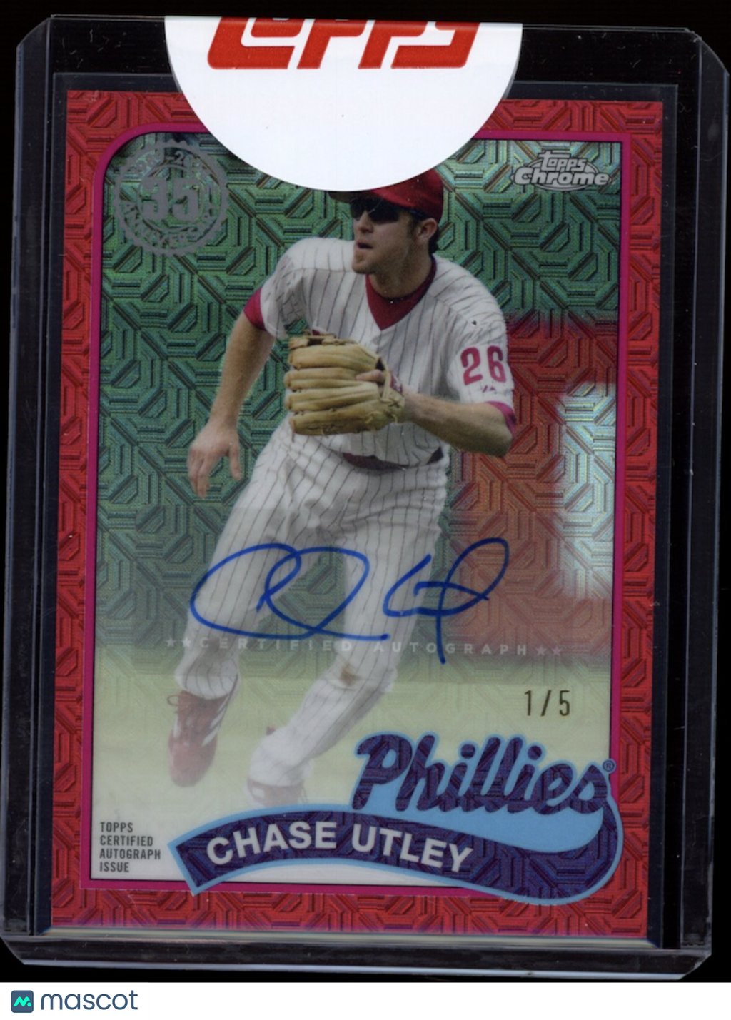 CHASE UTLEY 2024 Topps Chrome '90 Red Refractor Auto /5 Phillies #T90CU-CU