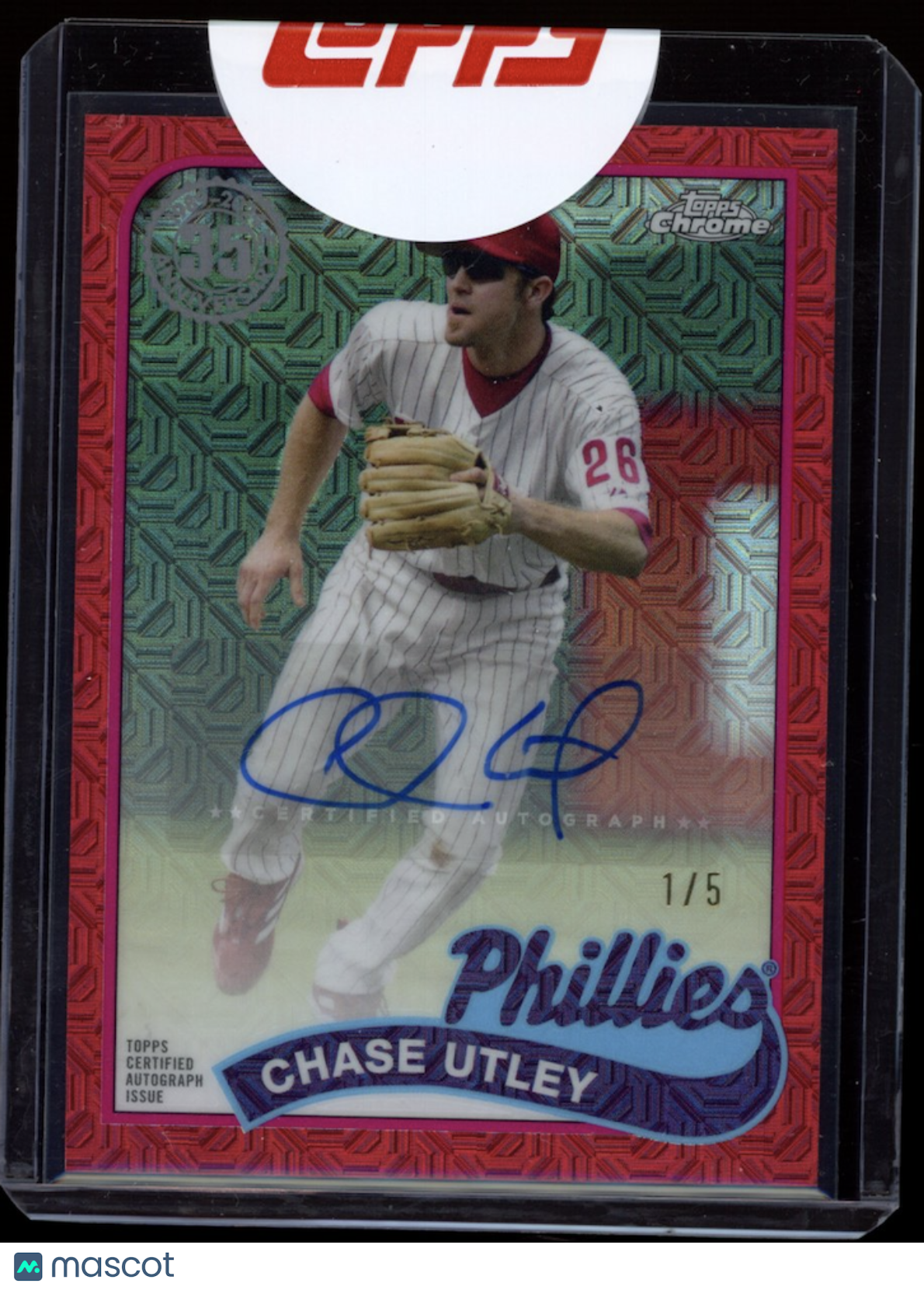 CHASE UTLEY 2024 Topps Chrome '90 Red Refractor Auto /5 Phillies #T90CU-CU