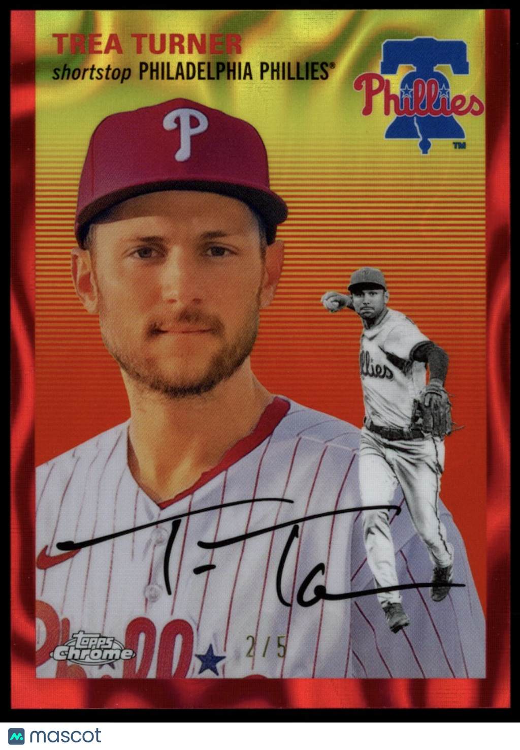 TREA TURNER 2023 Topps Chrome Platinum Red Refractor /5 #315 Phillies