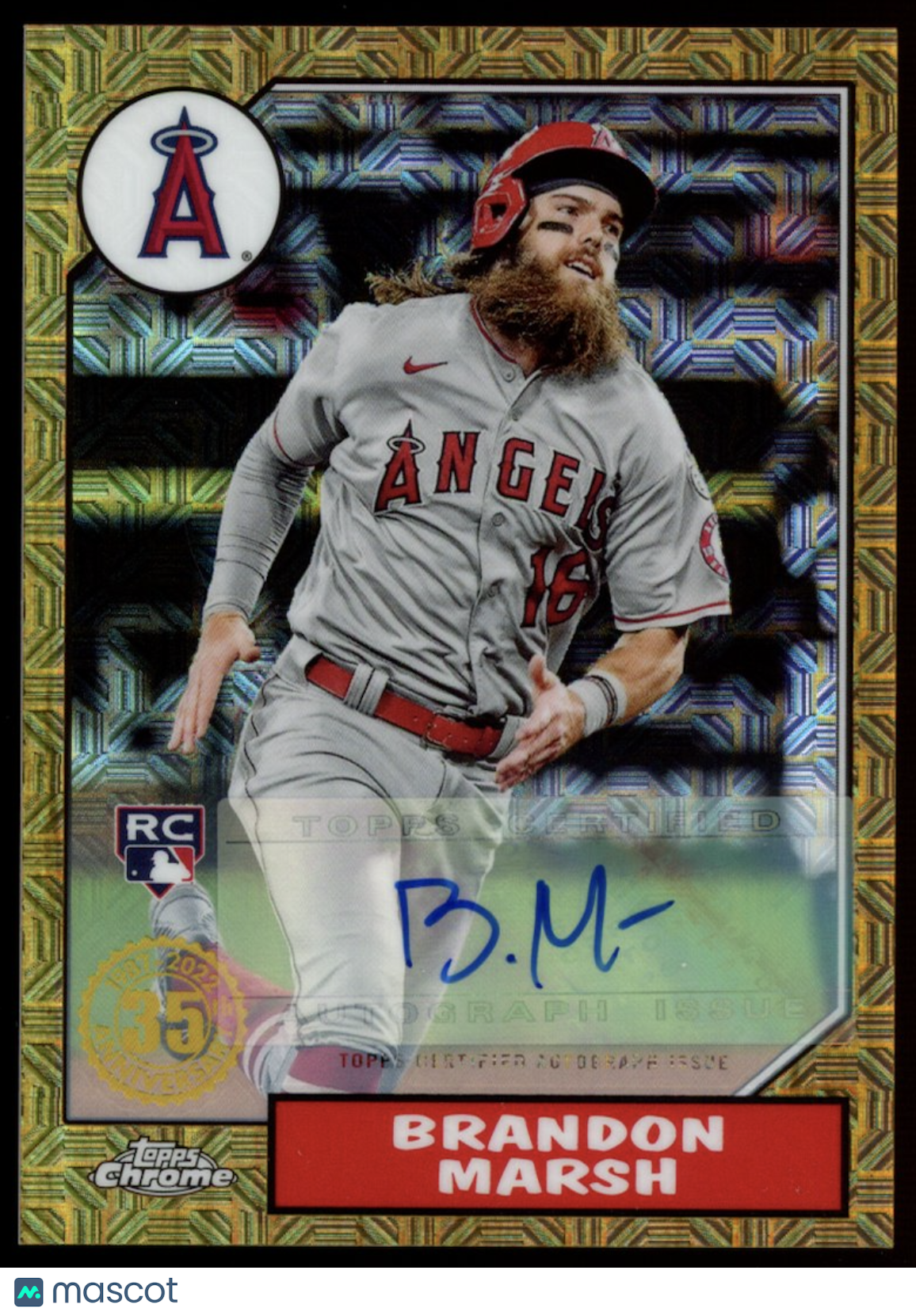 BRANDON MARSH 2022 Topps Chrome Rooie Auto Orange Refractor /25 #87BC-79 Angels