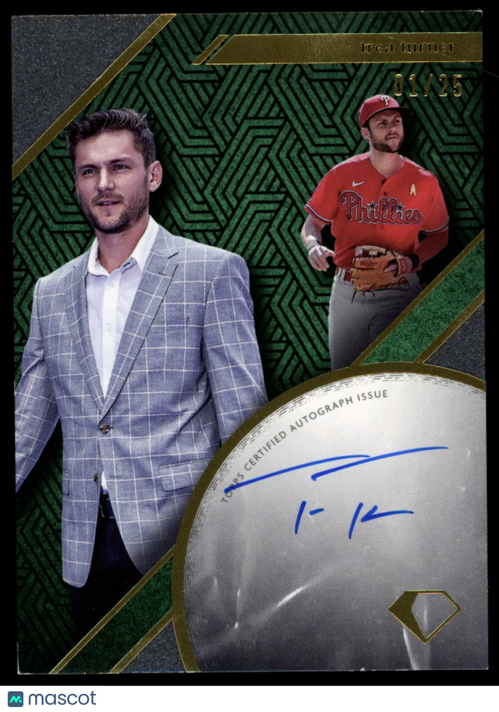 TREA TURNER 2024 Topps Diamond Icons Drip Auto Green /25 #DDA-TT Phillies