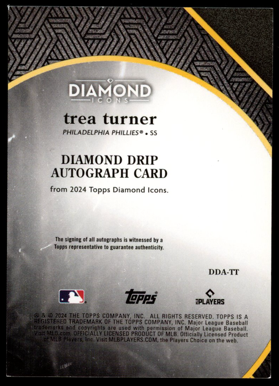 TREA TURNER 2024 Topps Diamond Icons Drip Auto Green /25 #DDA-TT Phillies