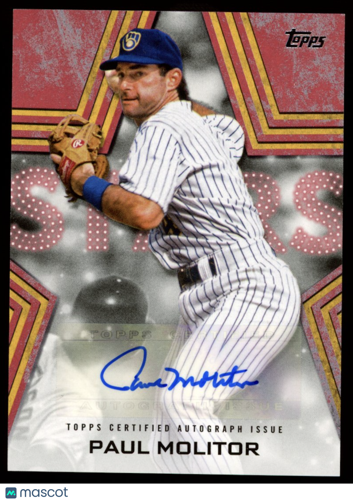 PAUL MOLITOR 2023 Topps Series 1 Baseball Stars Red Auto /25 #BSA-PM Brewers