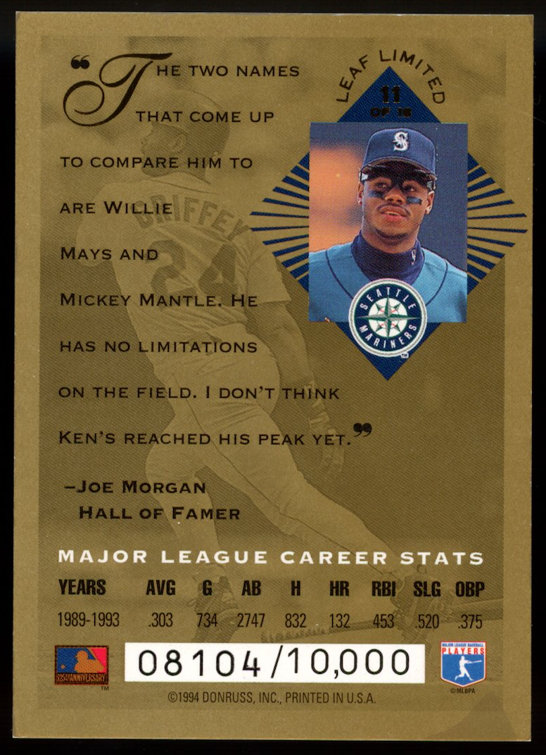 KEN GRIFFEY JR. 1994 Leaf Limited Gold All-Stars /10000 #11 Seattle Mariners