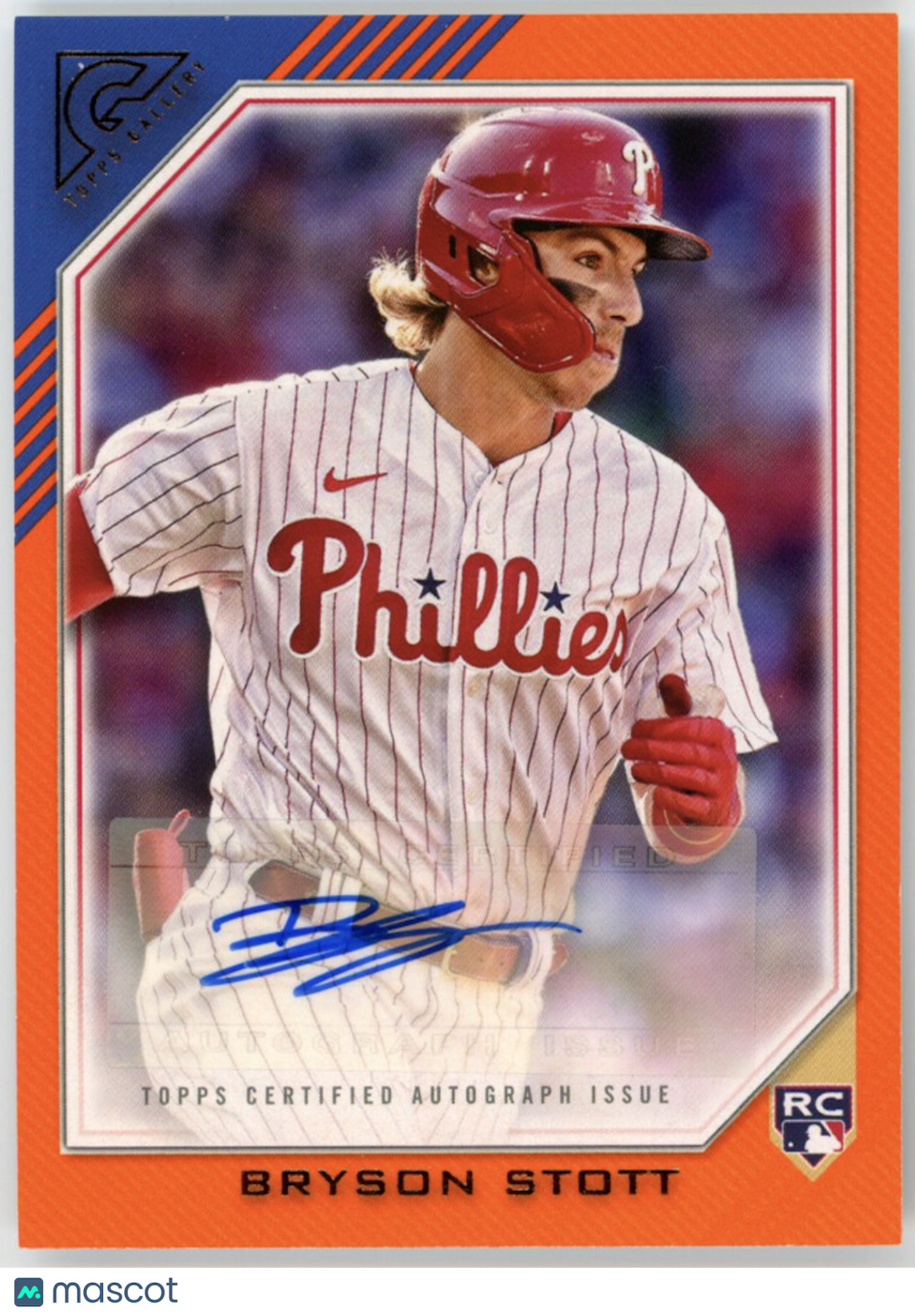BRYSON STOTT 2022 Topps Gallery Rookie Auto Orange /25 #RA-STOT Phillies