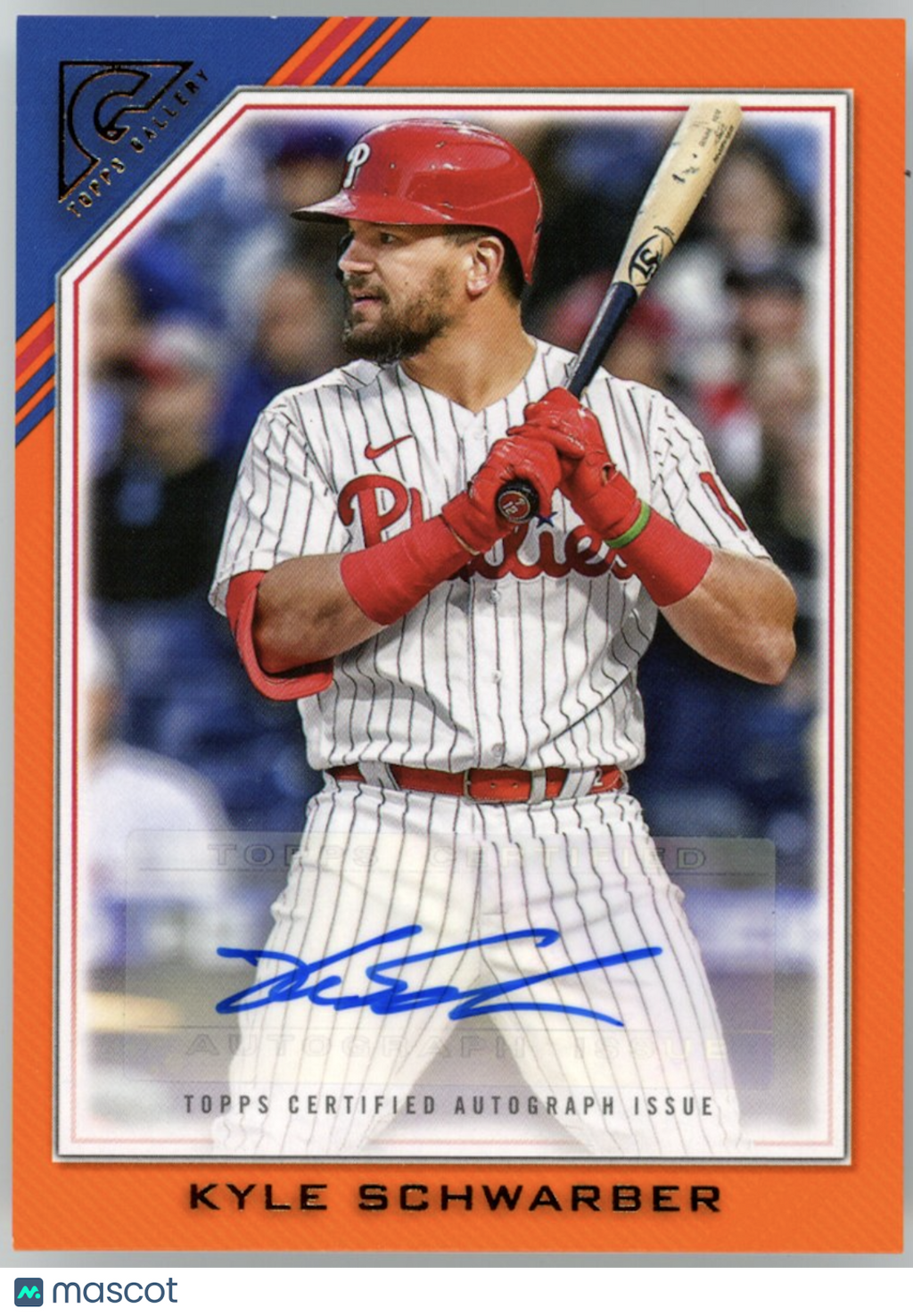 KYLE SCHWARBER 2022 Topps Gallery Orange Auto /25 #VA-KS Philadelphia Phillies