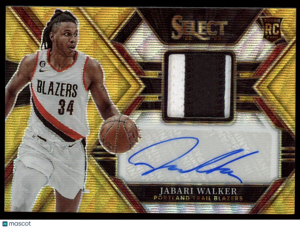 JABARI WALKER 2022-23 Panini Select Rookie Patch Auto Gold Wave /10 #RJA-JWL