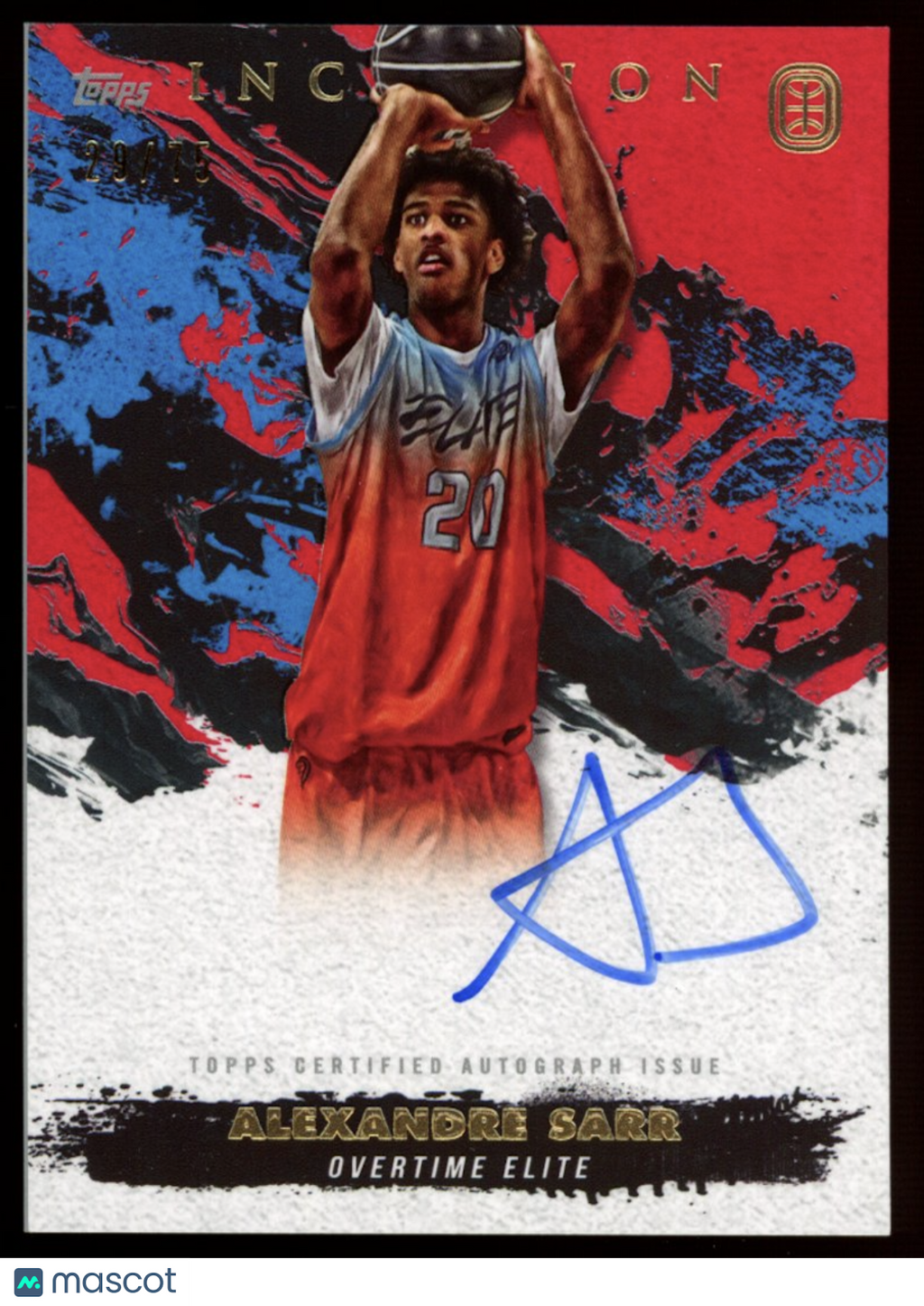 ALEXANDRE SARR 2021-22 Topps Inception OTE Rookie Auto Red /75 #IA-AS2 Wizards