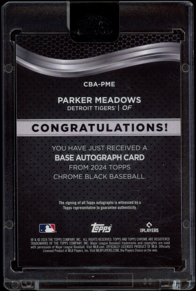 PARKER MEADOWS 2024 Topps Chrome Black Rookie Auto Gold Refractor /50 #CBA-PME
