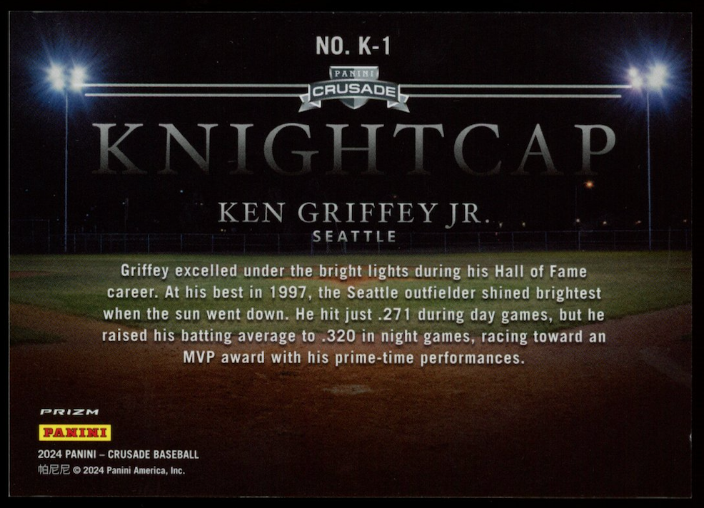 KEN GRIFFEY JR. 2024 Panini Crusade Knightcap Prizm SSP #K-1 Mariners