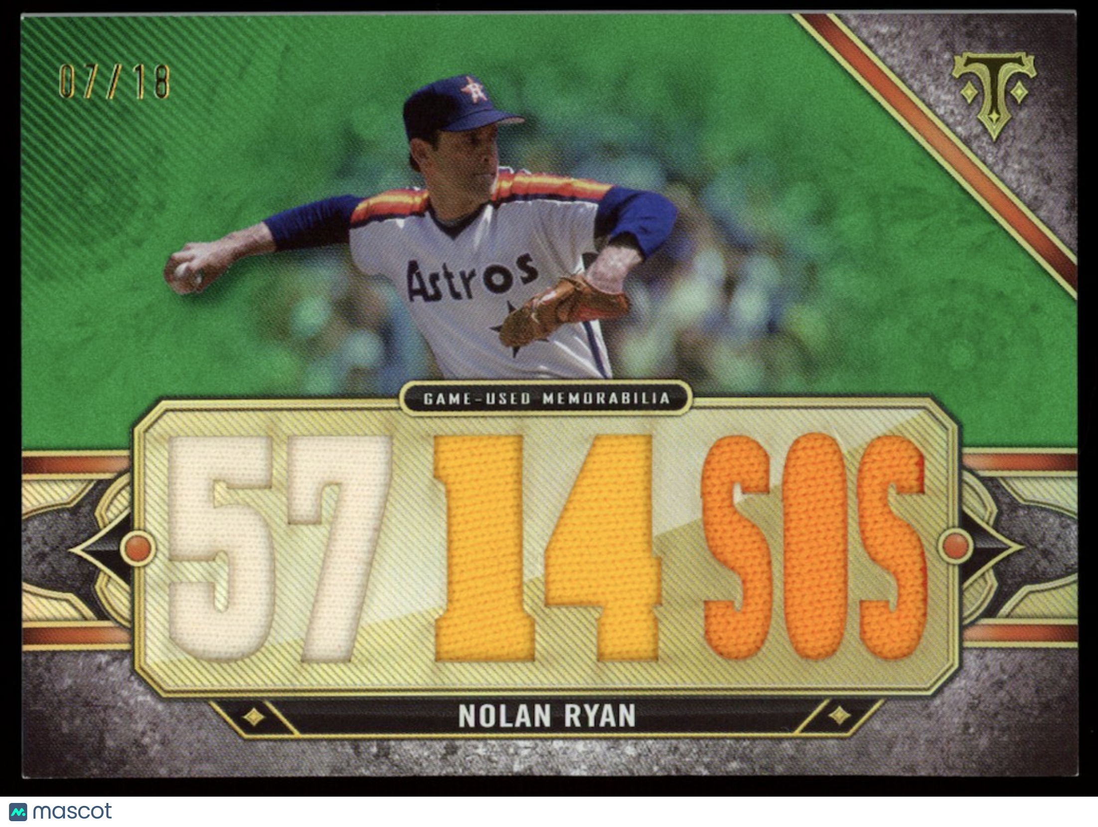 NOLAN RYAN 2024 Topps Triple Threads Relic Legend Patch Emerald /18 Astros