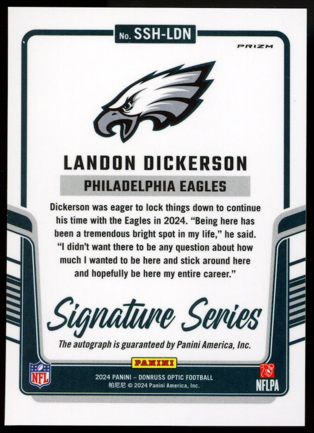 LANDON DICKERSON 2024 Panini Donruss Optic Signature Series Prizm Auto #SSH-LDN