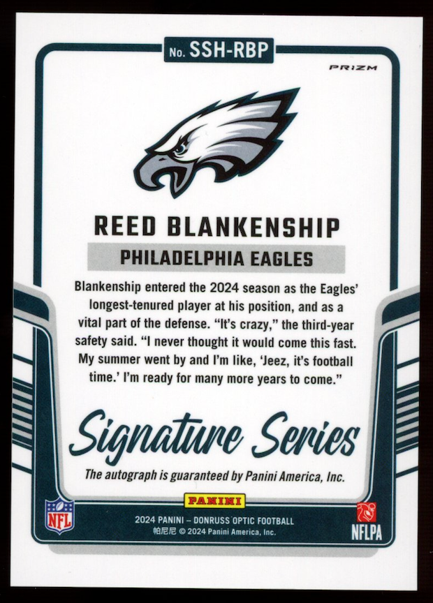REED BLANKENSHIP 2024 Panini Donruss Optic Signature Series Prizm Auto #SSH-RBP