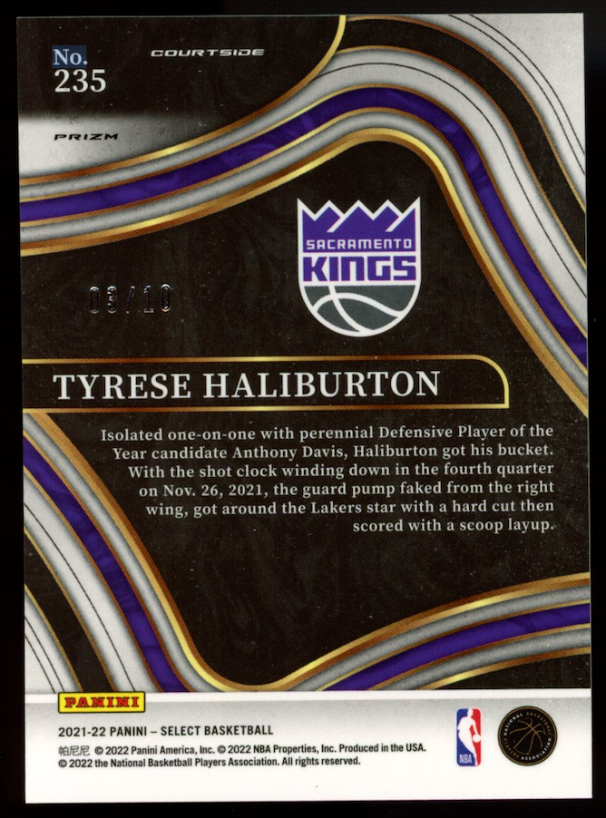 TYRESE HALIBURTON 2021-22 Panini Select Courtside Gold Disco Prizm /10 #235