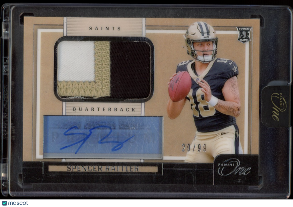 SPENCER RATTLER 2024 Panini One 3 Color Rookie Patch Auto /99 #115 Saints