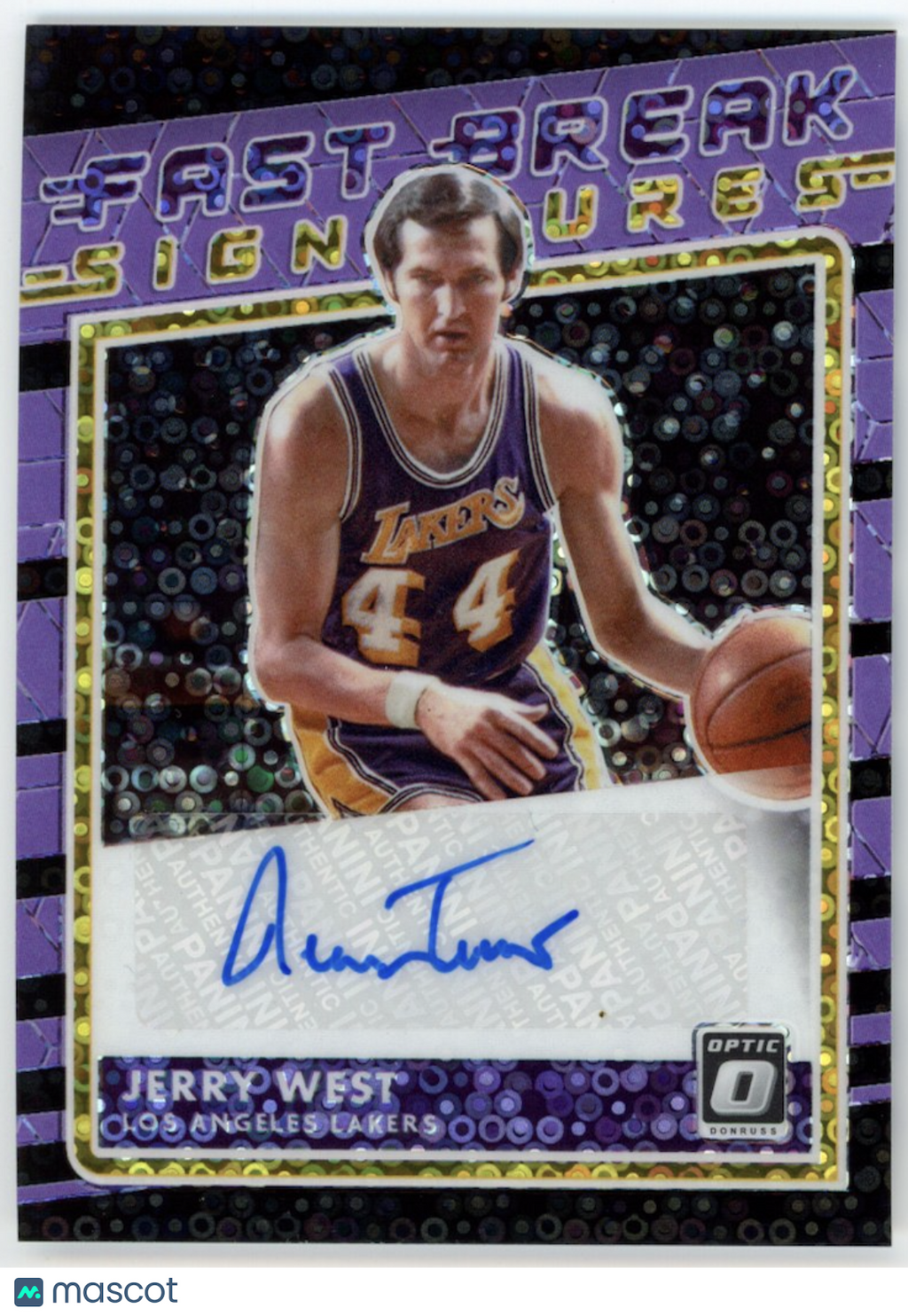 JERRY WEST 2020-21 Panini Donruss Optic Fast Break Auto Black Prizm 1/1 Lakers