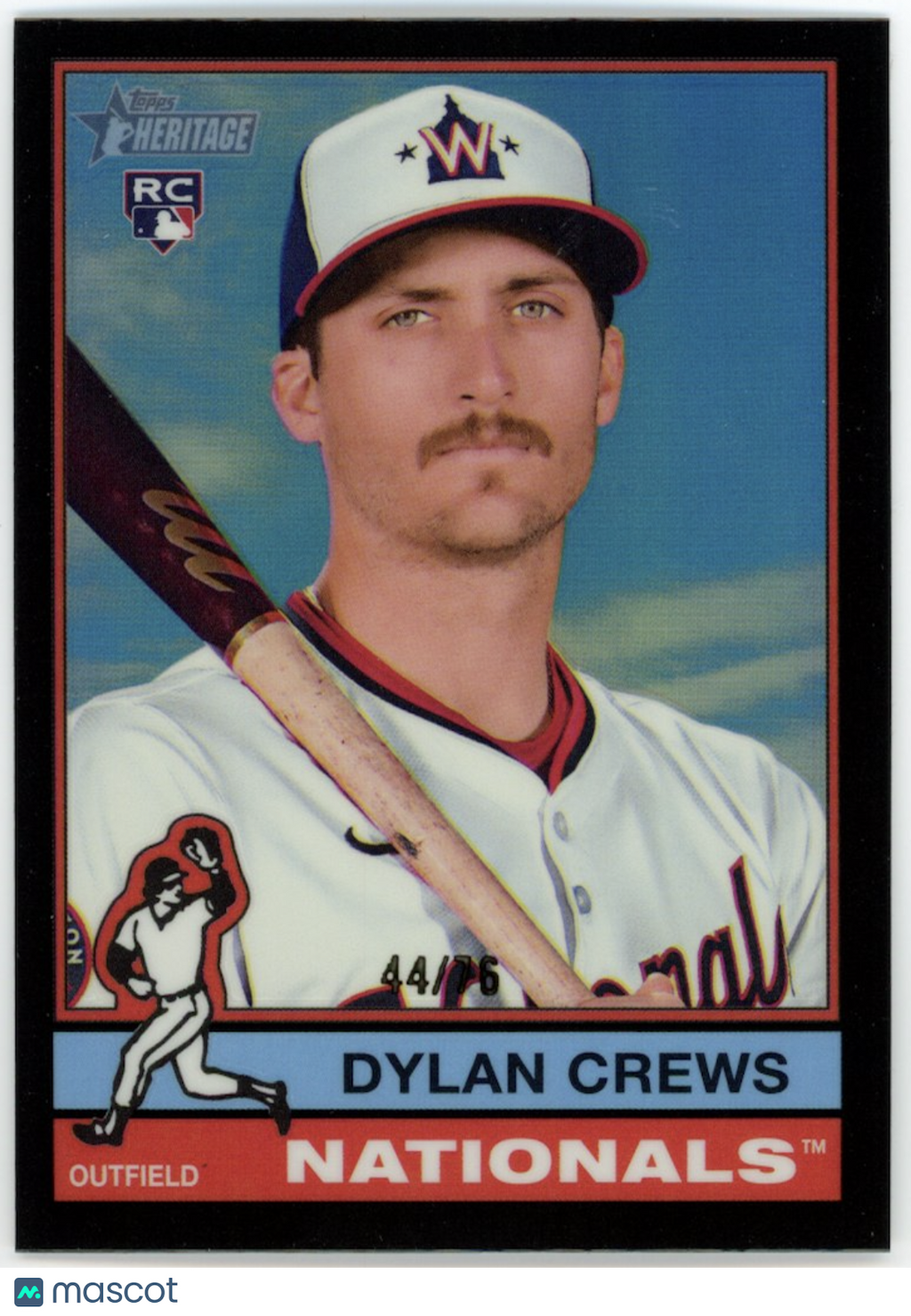 DYLAN CREWS 2025 Topps Heritage Chrome Rookie Black Refractor /76 #247 Nationals
