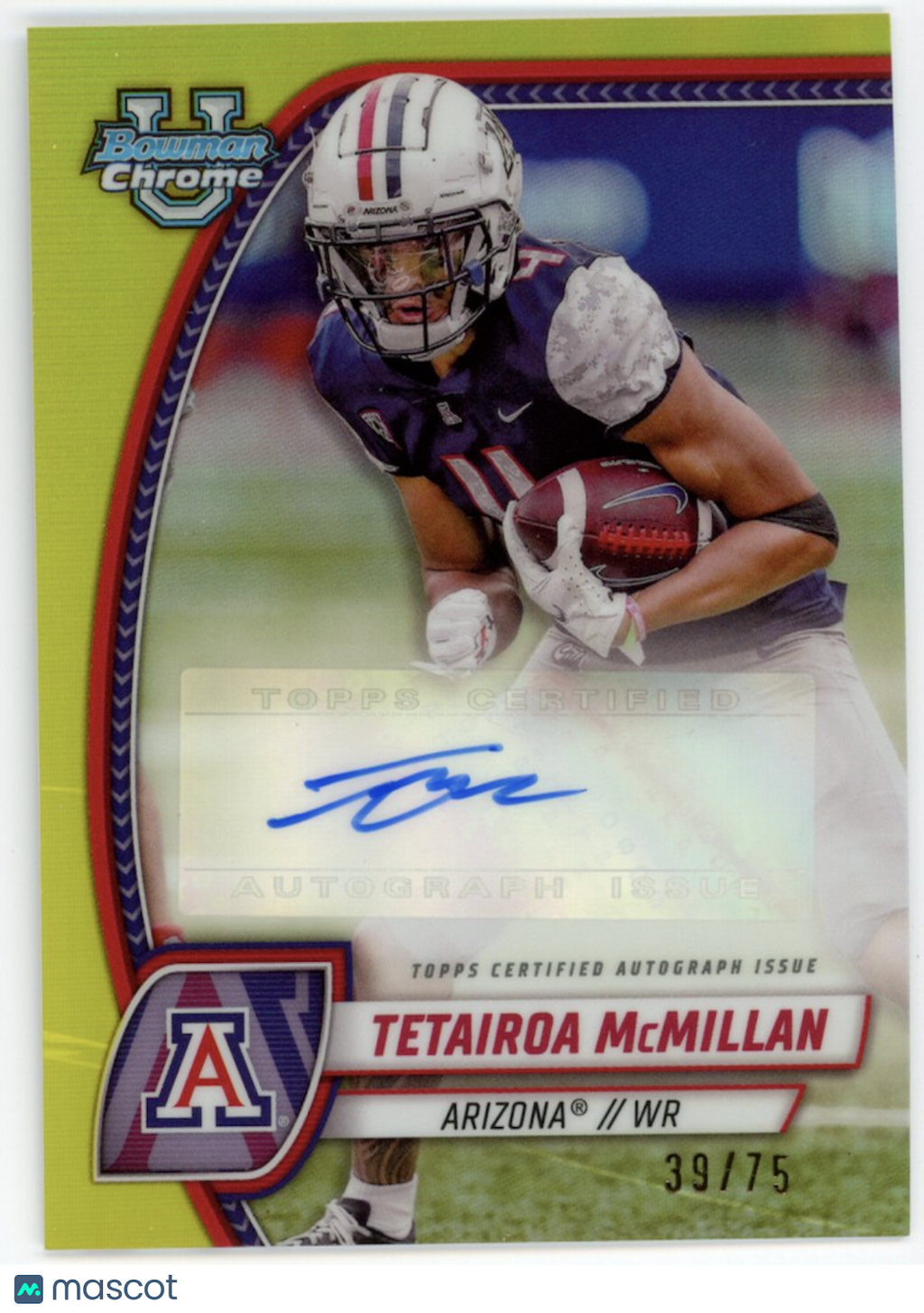 TETAIROA MCMILLAN 2024 Bowman U Chrome Yellow Refractor Auto /75 #PA-TMC