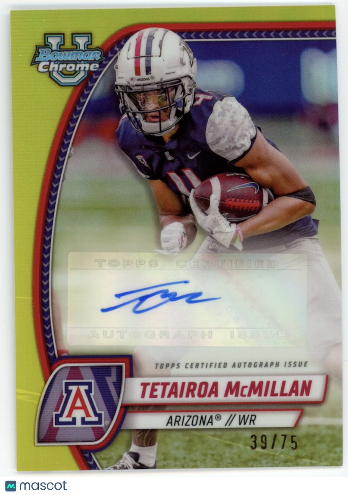 TETAIROA MCMILLAN 2024 Bowman U Chrome Yellow Refractor Auto /75 #PA-TMC