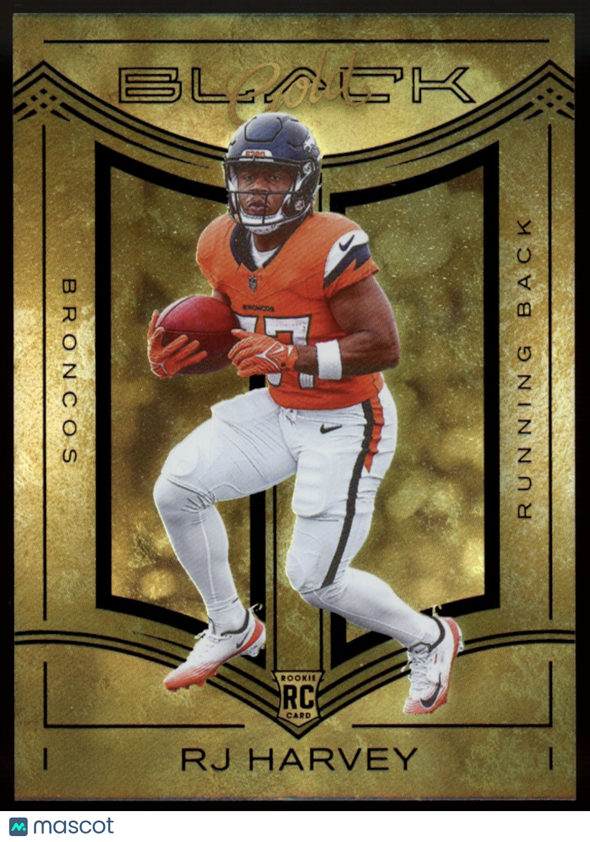 RJ HARVEY 2025 Panini Black Black Gold Rookie SSP #29 Denver Broncos