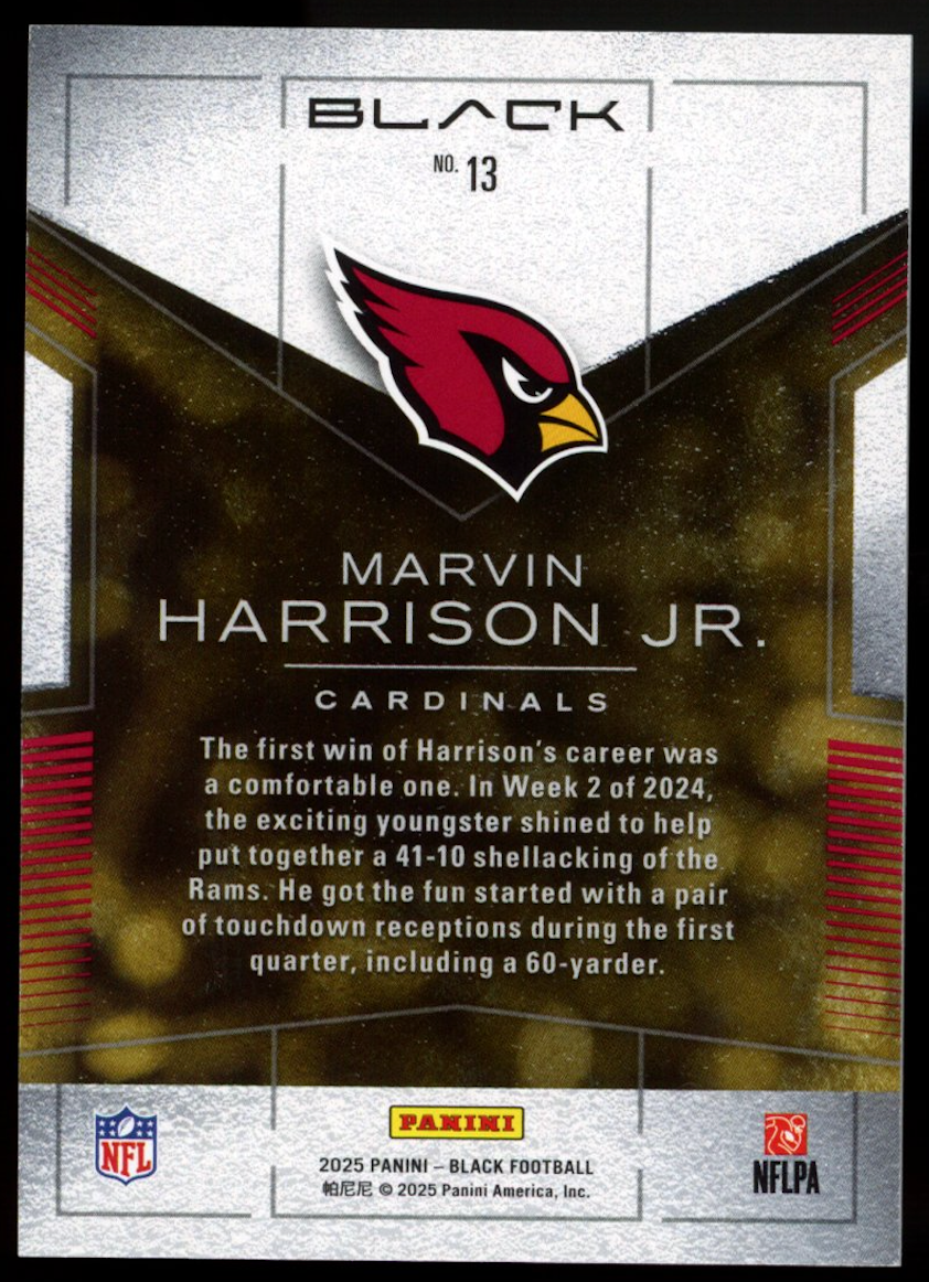 MARVIN HARRISON JR. 2025 Panini Black Black Gold SSP #13 Cardinals